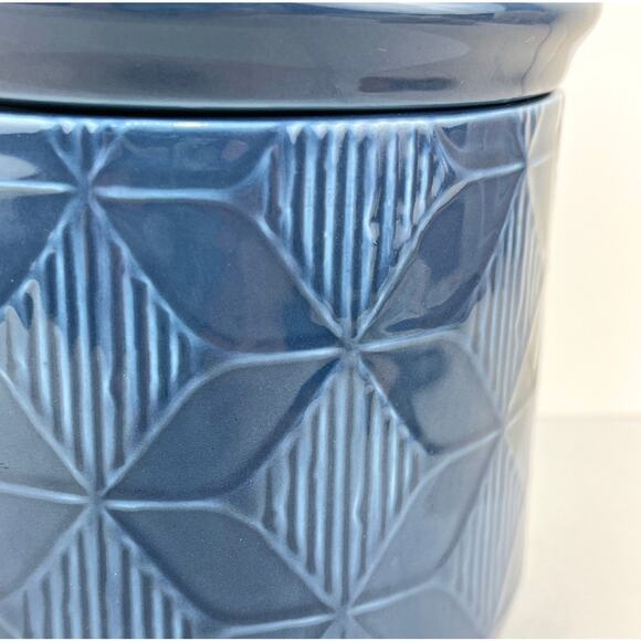 Crate and Barrel Blue Zane Canister with Rubber Seal Lid - Picture 2 of 7